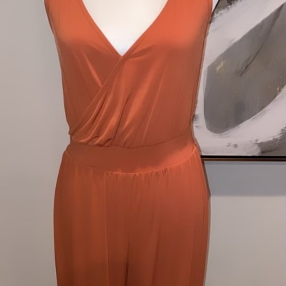 Giuliano Burnt Orange Jumpsuit with Matching Sweater, Size Small - Picture 2 of 6